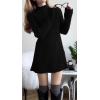 imageCHARTOU Women Fall Sweater Dress Mock Neck Stretchy Rib Knit y2k Mini Dress Pullover SweaterBlack