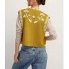 imageCHARTOU Women Floral Boho Knit Vest Top Vintage Open Front Cap Sleeve Sweater Short Vest Fall OutfitsYellow1