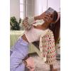 imageCHARTOU Women Floral Knit Cropped Cardigan Cute Lantern Long Sleeve Daisy Jacquard Ribbed SweaterApricot