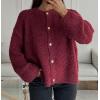 imageCHARTOU Women Fuzzy Knit Sweater Long Sleeve Crewneck Loose Open Front Cardigan TopsWine