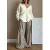 imageCHARTOU Women Fuzzy Mohair Knit Sweater Oversized V Neck Long Sleeve Button Down Slouchy Cardigan TopsWhite