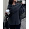 imageCHARTOU Women Large Cross Front Cape Shawl Cardigan Coat Elegant Knit Wrap Cloak Sweater Poncho JacketDark Grey