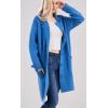 imageCHARTOU Women Long Cardigan Notched Collar Button Down Loose Fit Knit Blazer Sweater JacketBlue
