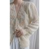 imageCHARTOU Women Open Front Cardigan Hollow Crochet Knit Dressy Sweater Outwear Pearls DecoBeige
