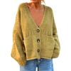 imageCHARTOU Women Oversized Cardigan Sweater Button Down V Neck Loose Sweater with PocketsYellow