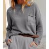 imageCHARTOU Women Ribbed Long Sleeve Oversized Knit Sweater Crewneck Slouchy Knitted Pullover Sweater Fall Winter Jumper TopGrey