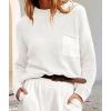 imageCHARTOU Women Ribbed Long Sleeve Oversized Knit Sweater Crewneck Slouchy Knitted Pullover Sweater Fall Winter Jumper TopWhite