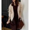imageCHARTOU Women Slouchy Fuzzy Knit Cardigan Sweater Fall V Neck Button Down Long Sleeve Sweater CoatApricot