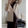 imageCHARTOU Women Slouchy Fuzzy Knit Cardigan Sweater Fall V Neck Button Down Long Sleeve Sweater CoatApricot