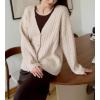 imageCHARTOU Women Slouchy Fuzzy Knit Cardigan Sweater Fall V Neck Button Down Long Sleeve Sweater CoatApricot