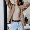 imageCHARTOU Women Slouchy Fuzzy Knit Cardigan Sweater Fall V Neck Button Down Long Sleeve Sweater CoatKhaki