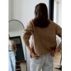 imageCHARTOU Women Slouchy Fuzzy Knit Cardigan Sweater Fall V Neck Button Down Long Sleeve Sweater CoatKhaki