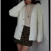 imageCHARTOU Women Slouchy Fuzzy Knit Cardigan Sweater Fall V Neck Button Down Long Sleeve Sweater CoatWhite