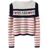 imageCHARTOU Women Striped Cardigan Sweater Lapel Collar Open Front Button Down Knit CardigansRed