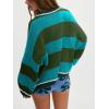 imageCHARTOU Women Sweater Fall 2025 Oversized Color Block Striped Long Sleeve Loose Pullover Sweater Knitted TopsGreen