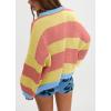 imageCHARTOU Women Sweater Fall 2025 Oversized Color Block Striped Long Sleeve Loose Pullover Sweater Knitted TopsYellow