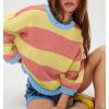 imageCHARTOU Women Sweater Fall 2025 Oversized Color Block Striped Long Sleeve Loose Pullover Sweater Knitted TopsYellow