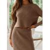 imageCHARTOU Women Two Piece Sweater Skirt Set Outfits Knit Sweater Top Pullover Knitted Slit Bodycon Pencil SkirtBrown