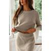 imageCHARTOU Women Two Piece Sweater Skirt Set Outfits Knit Sweater Top Pullover Knitted Slit Bodycon Pencil SkirtDark Apricot