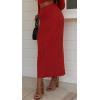 imageCHARTOU Women Two Piece Sweater Skirt Set Outfits Knit Sweater Top Pullover Knitted Slit Bodycon Pencil SkirtRed