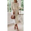 imageCHARTOU Women Two Piece Sweater Skirt Set Outfits Knit Sweater Top Pullover Knitted Slit Bodycon Pencil SkirtWhite