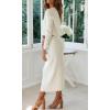 imageCHARTOU Women Two Piece Sweater Skirt Set Outfits Knit Sweater Top Pullover Knitted Slit Bodycon Pencil SkirtWhite