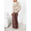 imageCHARTOU Women V Neck Floral Furry Crop Cardigan Knitted Button Down Cashmere Sweater Fall OutfitsApricot