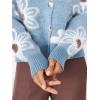 imageCHARTOU Women V Neck Floral Furry Crop Cardigan Knitted Button Down Cashmere Sweater Fall OutfitsBlue