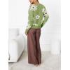 imageCHARTOU Women V Neck Floral Furry Crop Cardigan Knitted Button Down Cashmere Sweater Fall OutfitsGreen