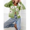 imageCHARTOU Women V Neck Floral Furry Crop Cardigan Knitted Button Down Cashmere Sweater Fall OutfitsGreen