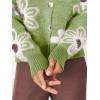 imageCHARTOU Women V Neck Floral Furry Crop Cardigan Knitted Button Down Cashmere Sweater Fall OutfitsGreen