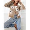 imageCHARTOU Women V Neck Floral Furry Crop Cardigan Knitted Button Down Cashmere Sweater Fall OutfitsKhaki