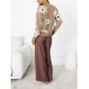 imageCHARTOU Women V Neck Floral Furry Crop Cardigan Knitted Button Down Cashmere Sweater Fall OutfitsKhaki