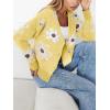 imageCHARTOU Women V Neck Floral Furry Crop Cardigan Knitted Button Down Cashmere Sweater Fall OutfitsYellow