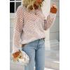 imageCHARTOU Women Zigzag Fuzzy Sweater Pullover Long Sleeve Crewneck Knit Sweater Jersey JumperBrown