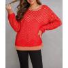 imageCHARTOU Women Zigzag Fuzzy Sweater Pullover Long Sleeve Crewneck Knit Sweater Jersey JumperRed
