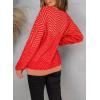 imageCHARTOU Women Zigzag Fuzzy Sweater Pullover Long Sleeve Crewneck Knit Sweater Jersey JumperRed
