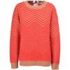 imageCHARTOU Women Zigzag Fuzzy Sweater Pullover Long Sleeve Crewneck Knit Sweater Jersey JumperRed