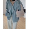 imageCHARTOU Womens Chic Irregular Wrap Open Front Cardigan Loose Fit SweaterBlue