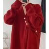 imageCHARTOU Womens Chic Irregular Wrap Open Front Cardigan Loose Fit SweaterRed