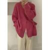 imageCHARTOU Womens Chic Irregular Wrap Open Front Cardigan Loose Fit SweaterRose