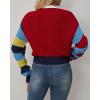 imageCHARTOU Womens Colorful Letter Cable Knit Sweaters Cardigan V Neck Button Down Color Block Y2k Outfits 2024Color Block