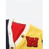 imageCHARTOU Womens Colorful Letter Cable Knit Sweaters Cardigan V Neck Button Down Color Block Y2k Outfits 2024Color Block