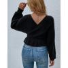 imageCHARTOU Womens Elegant v Neck Pearls Beaded Batwing Sleeve Knit Wrap Peplum SweaterBlack