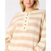 imageCHARTOU Womens Half Buttons Pullover Sweater Oversized Contrast Striped Knit Y2k Fall Sweater JumpersKhaki