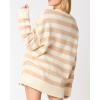 imageCHARTOU Womens Half Buttons Pullover Sweater Oversized Contrast Striped Knit Y2k Fall Sweater JumpersKhaki