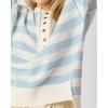 imageCHARTOU Womens Half Buttons Pullover Sweater Oversized Contrast Striped Knit Y2k Fall Sweater JumpersLight Blue