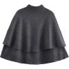imageCHARTOU Womens Knit Button Down Cape Shawl Cardigan Crew Neck Cloak Sweater Coat Fall Elegant Poncho JacketGrey
