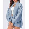 imageCardigan Sweater for Women Oversized Button Down Lantern Sleeve Open Front Cardigan Knit OutwearBlue