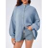 imageCardigan Sweater for Women Oversized Button Down Lantern Sleeve Open Front Cardigan Knit OutwearBlue